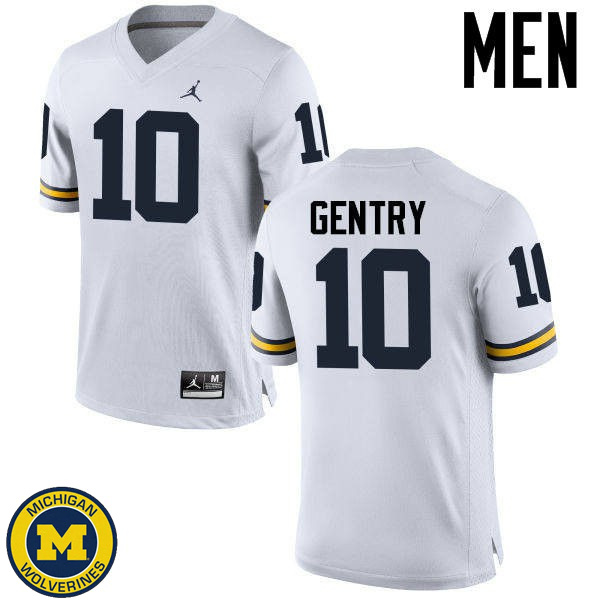 Mens Michigan Wolverines #10 Zach Gentry White Official Game Jersey